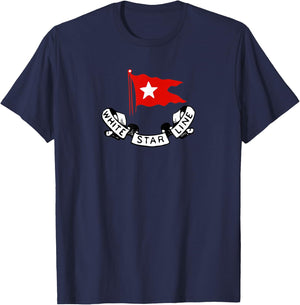 RMS Titanic White Star Line - Red Flag Star Logo T-Shirt - T-Shirt | Navy