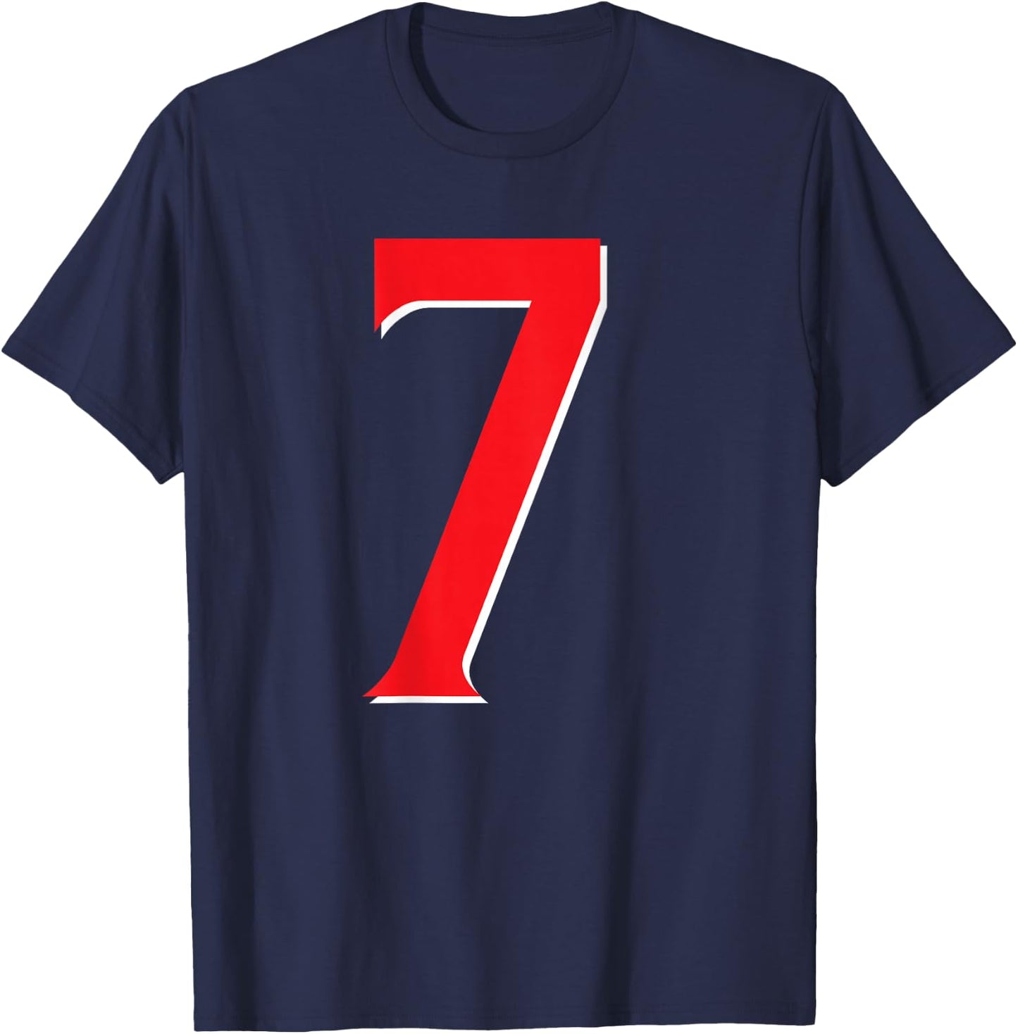 #7 Jersey Uniform Varsity Sports Number Red, 7th Birthday T-Shirt - T-Shirt | Navy