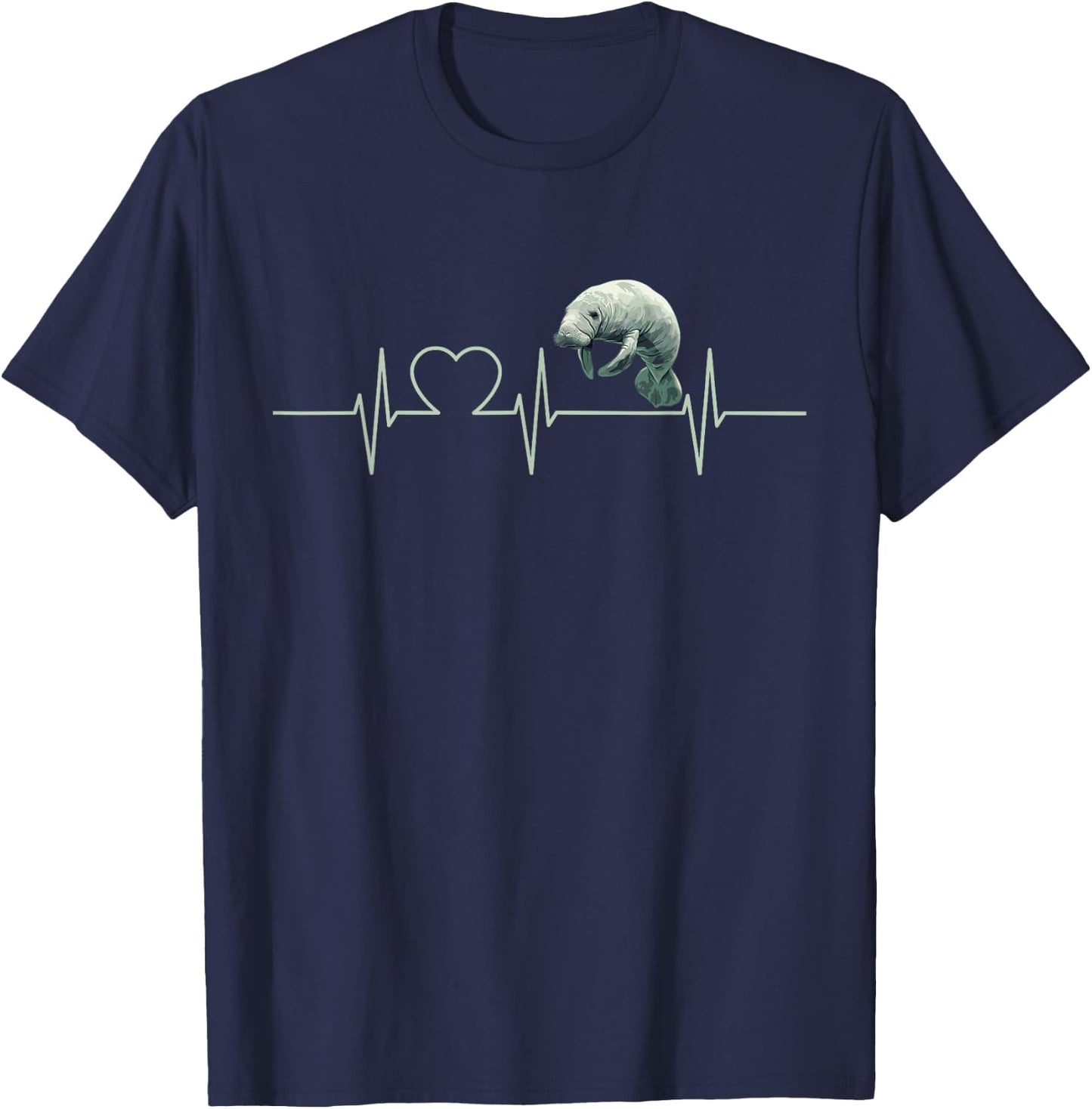 Manatees Manatee Heartbeat T-Shirt - T-Shirt | Navy