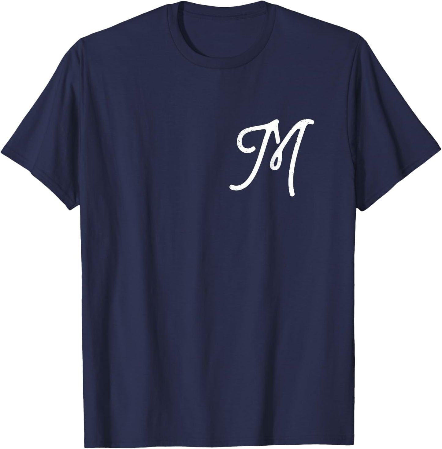 Vintage-style Letter M | Initial | Monogram | Script font T-Shirt - T-Shirt | Navy