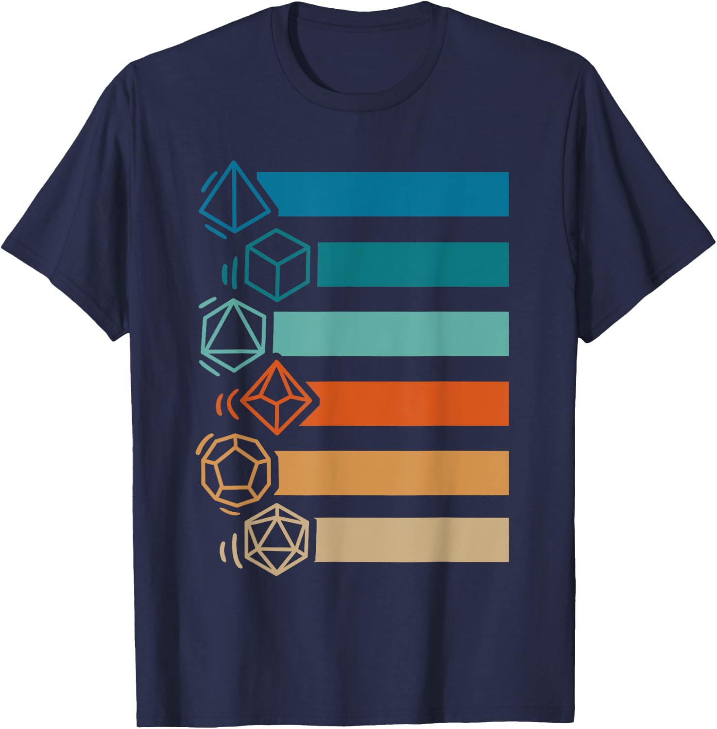 RPG Gamer Retro Polyhedral D20 Dice Set Nerdy Men Women Kids T-Shirt - T-Shirt | Navy