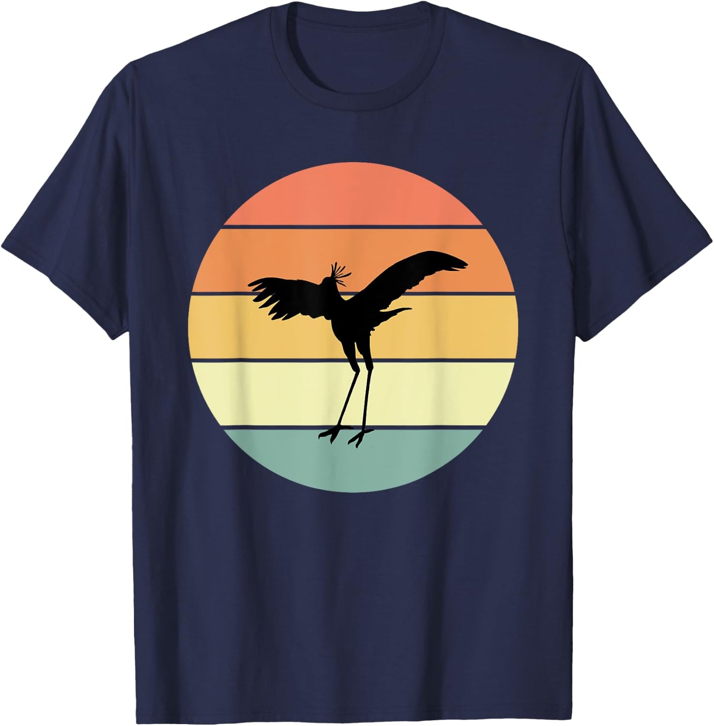 Retro Secretary Bird Apparel Birds Love Birding T-Shirt - T-Shirt | Navy