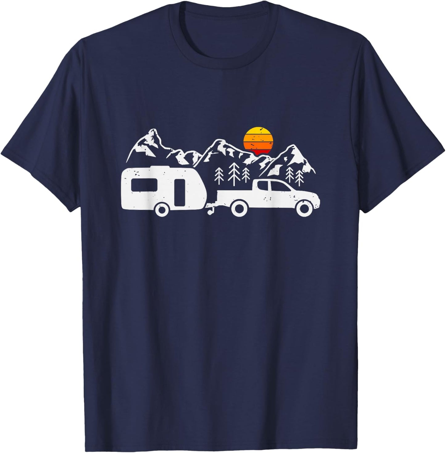 Campervan Camper Caravan , Black, S T-Shirt - T-Shirt | Navy