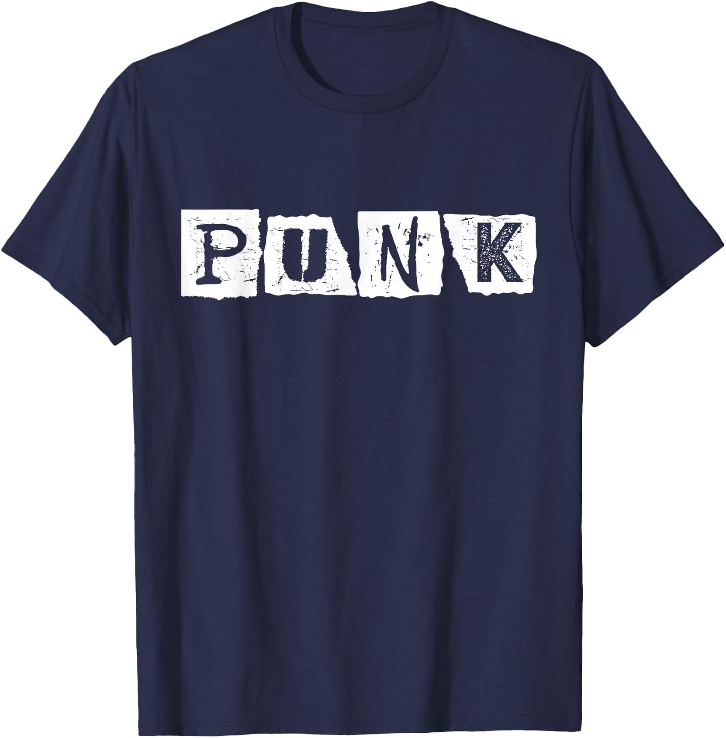 Punk Rock Alternative Musik Retro Distressed Typografie T-Shirt - T-Shirt | Navy