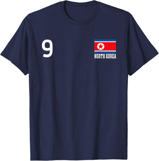 North Korea Number 9 National Flag Country Heritage T-Shirt - T-Shirt | Navy
