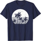 Vintage Birds Sunset Beach Palm trees T-Shirt - T-Shirt | Navy