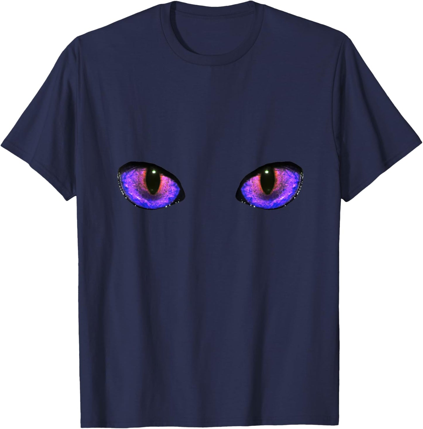 Glowing Purple Dragon Eyes Halloween T-Shirt - T-Shirt | Navy