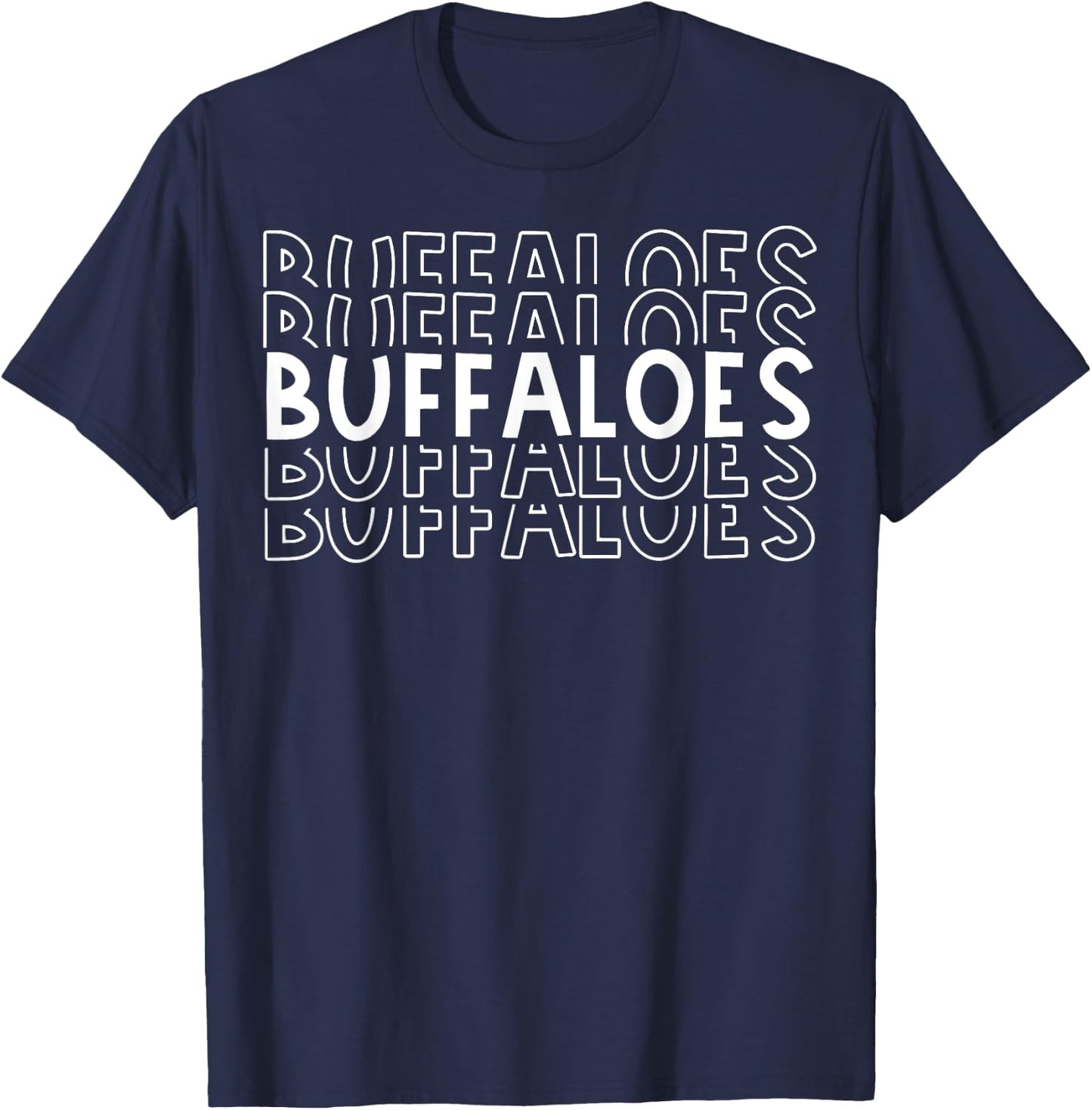 Buffaloes School Sports Team Mascot Town Go College Athlete T-Shirt - T-Shirt | Navy