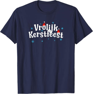 Vrolijk Kerstfeest Dutch/flemish Christmas T-Shirt - T-Shirt | Navy