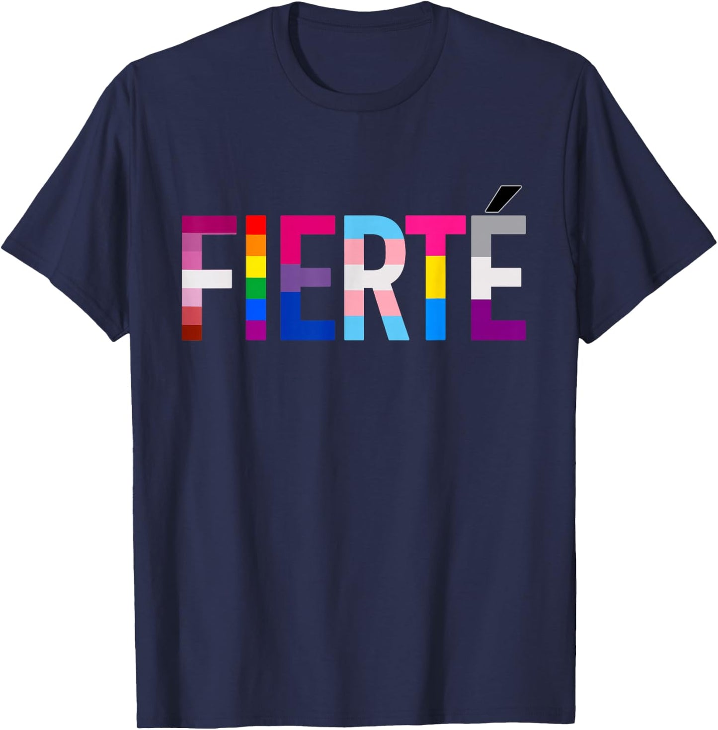 LGBT Pride Flag Rainbow Gay Lesbian , Black, S T-Shirt - T-Shirt | Navy