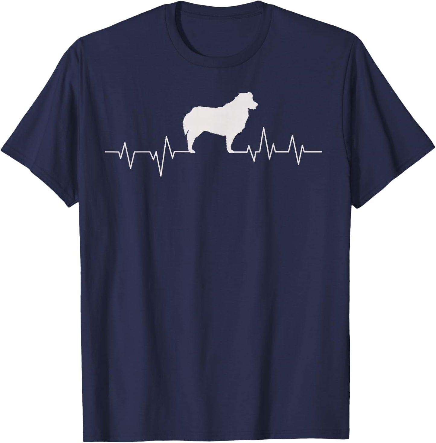 Australian Shepherd Heartbeat Aussie Herding Dog Breed T-Shirt - T-Shirt | Navy