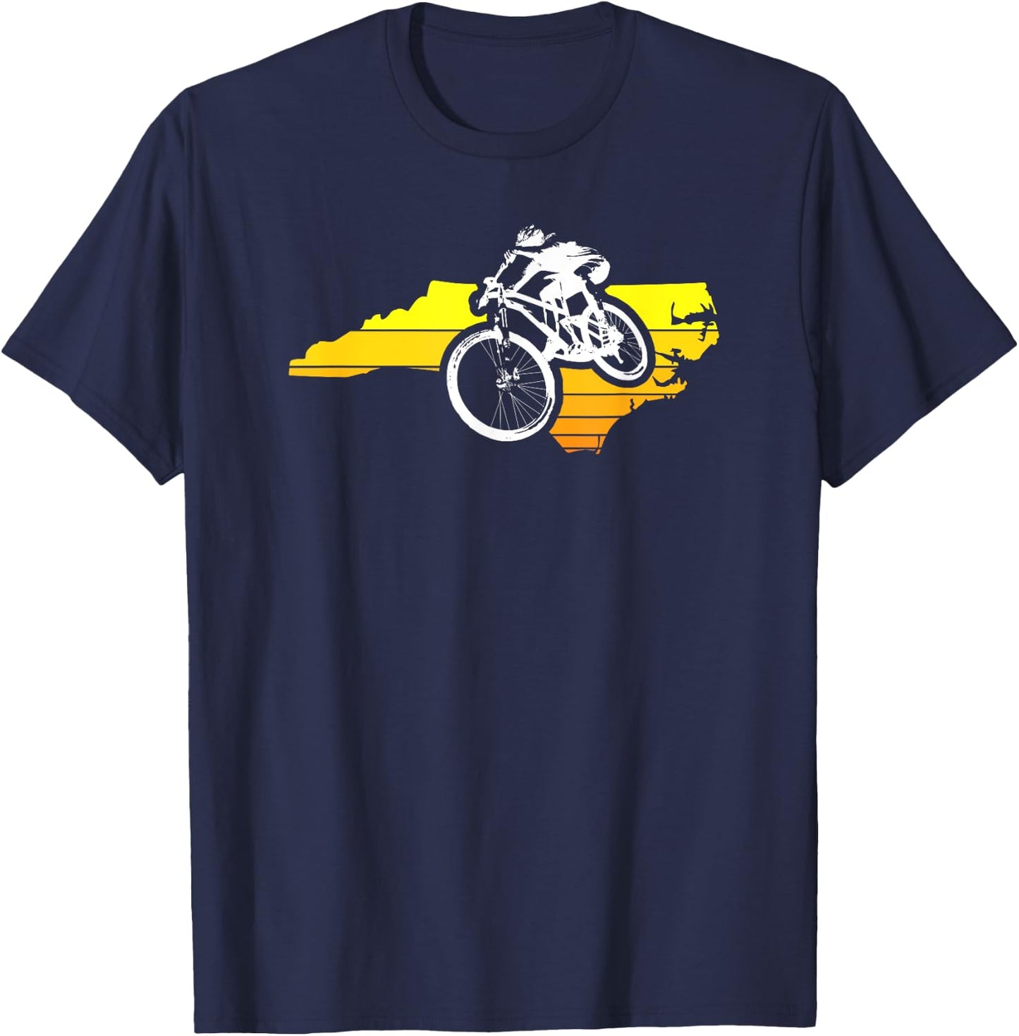 North Carolina Sunset Mountain Biking T-Shirt - T-Shirt | Navy