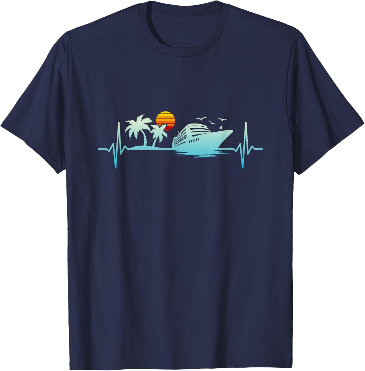 Cruise Heartbeat Summer Holiday Cruise Ship , black T-Shirt - T-Shirt | Navy