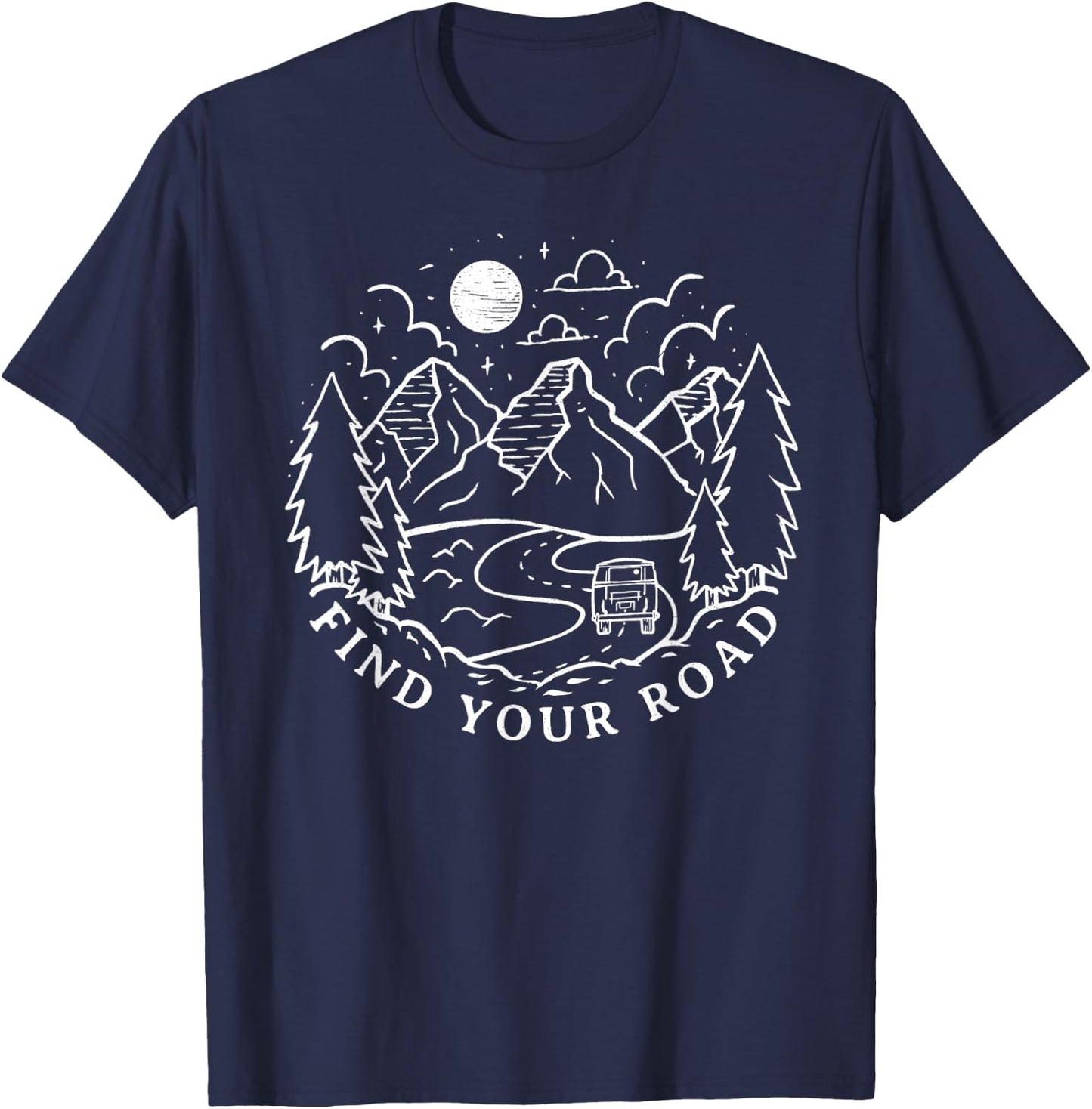 Vintage Retro Find Your Road Boho Peace Hippie Camping Gift T-Shirt - T-Shirt | Navy