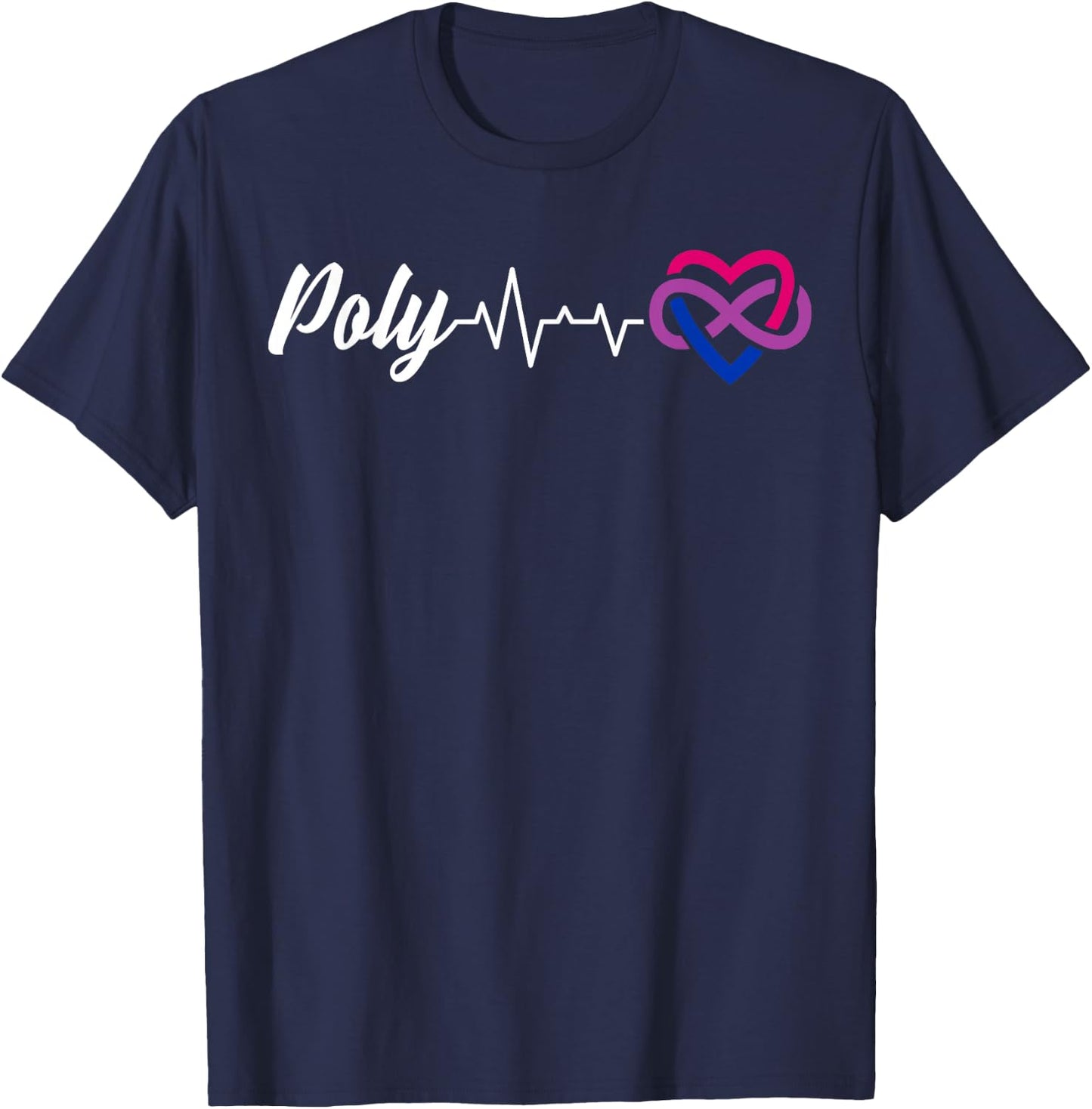 Poly Heartbeat Infinity Love in Bisexual Colors T-Shirt - T-Shirt | Navy