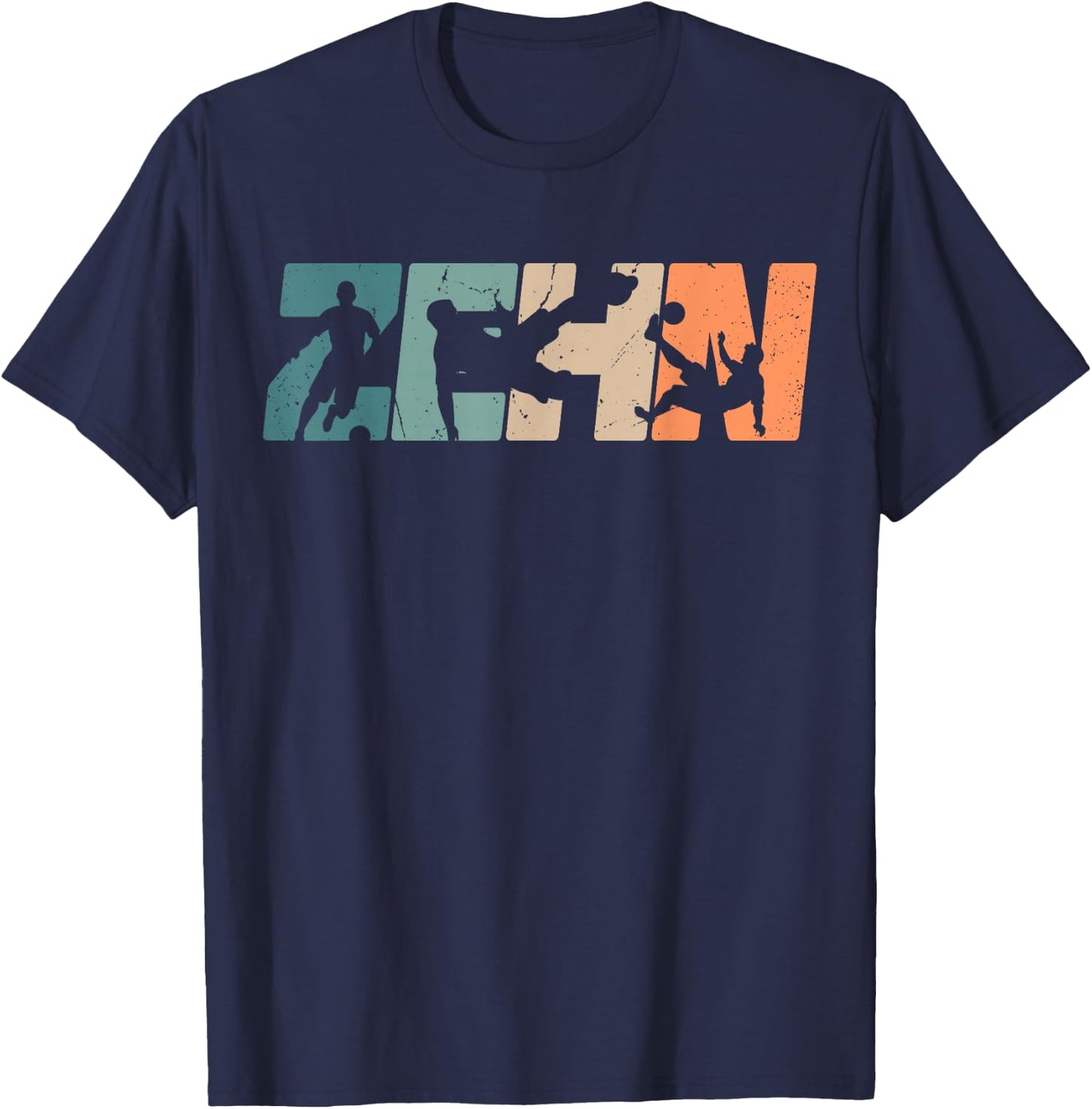 10. Geburtstag Retro Fussball Fan Spieler 10 Jahre Junge T-Shirt - T-Shirt | Navy