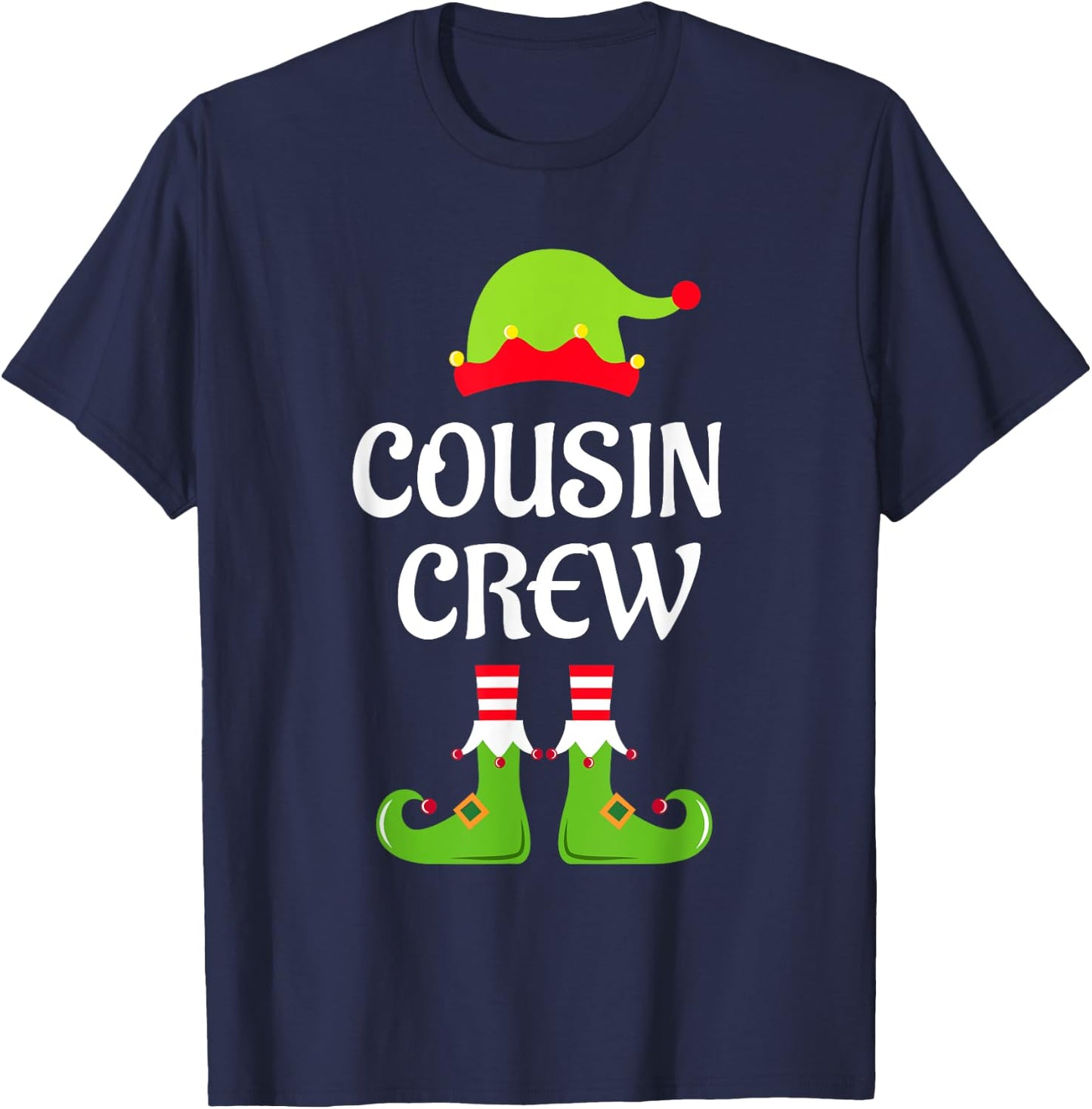 Cousin Crew Elf Christmas Funny Xmas Family Matching Pajamas T-Shirt - T-Shirt | Navy