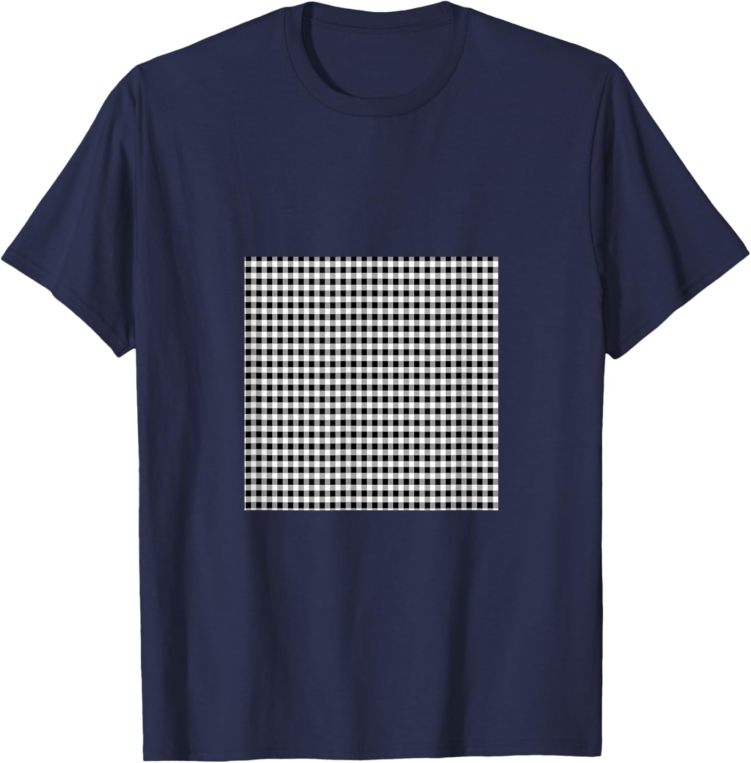 Black and white,Gingham,squares,checked,plaid,pattern T-Shirt - T-Shirt | Navy