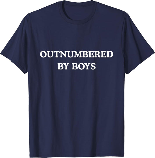 Outnumbered By Boys Funny Boy Mom Dad T-Shirt - T-Shirt | Navy