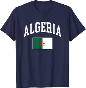 Algeria Algerian Flag Retro Vintage Classic Graphic T-Shirt - T-Shirt | Navy