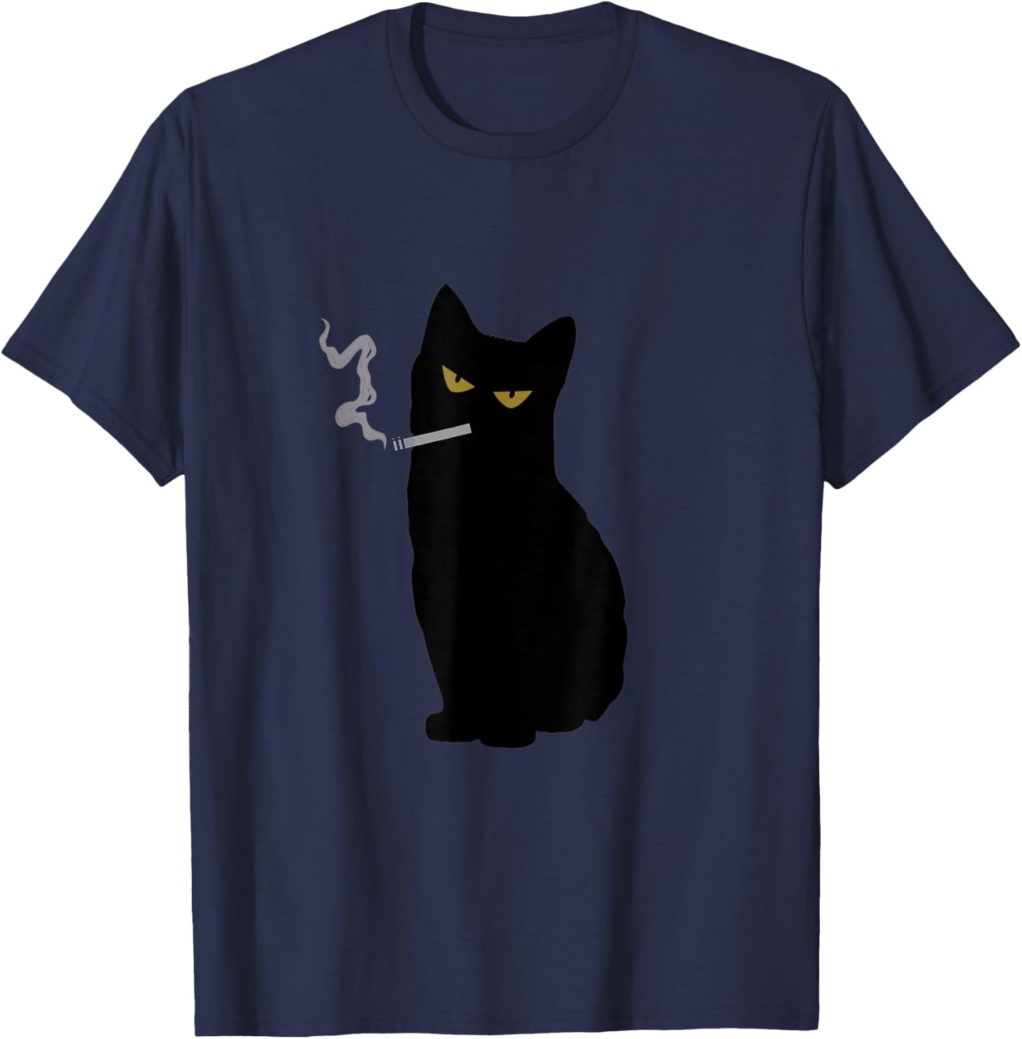 Rebel Smoking Bad Black Cat Funny Black Cat Gifts T-Shirt - T-Shirt | Navy