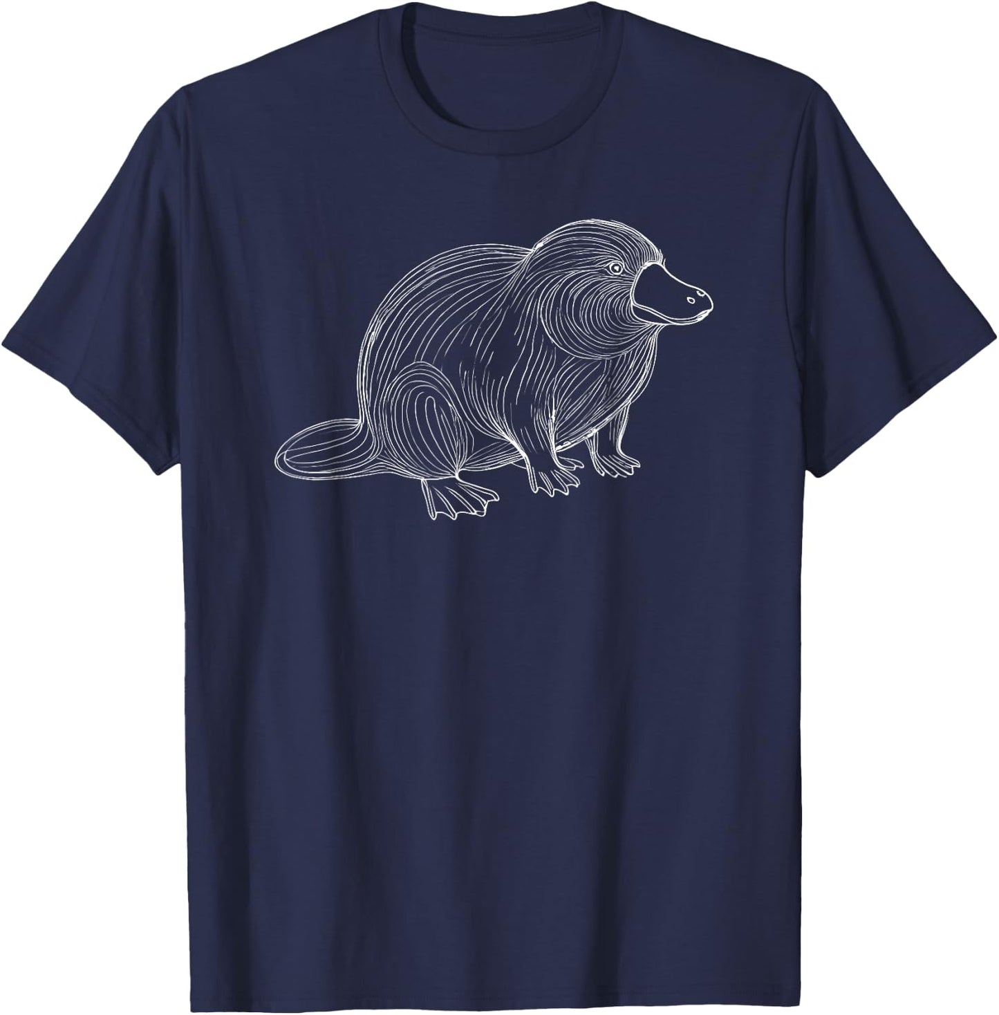 Line Art Platypus Platypuses Duckbill T-Shirt - T-Shirt | Navy