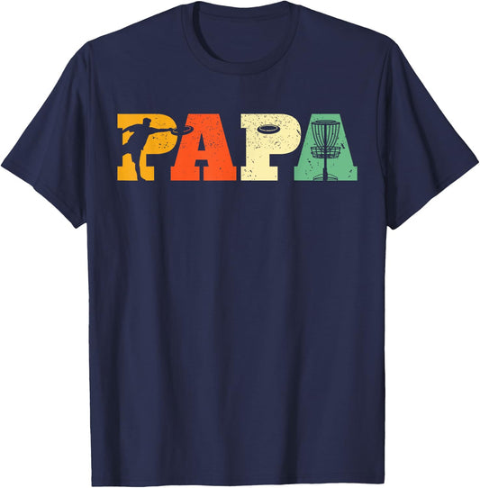 Papa Disc Golf Lover Frisbee Golfing Dad Father Sports Gifts T-Shirt - T-Shirt | Navy