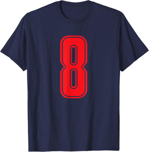 Number #8 Red Sportuni Number 8 T-Shirt - T-Shirt | Navy