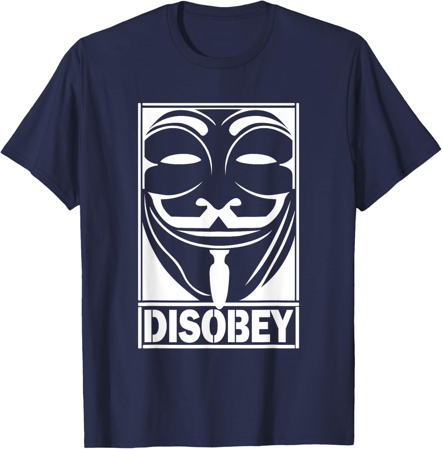 Disobey Big Face Anonymous Anon Revolution Hacker T-Shirt - T-Shirt | Navy