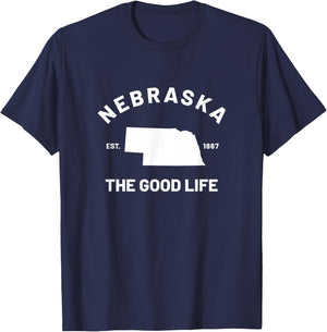 Nebraska The Good Life T-Shirt - T-Shirt | Navy