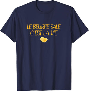 Funny Gift, Lovers Beurre Salé, Brittany, Breton , Black, S T-Shirt - T-Shirt | Navy