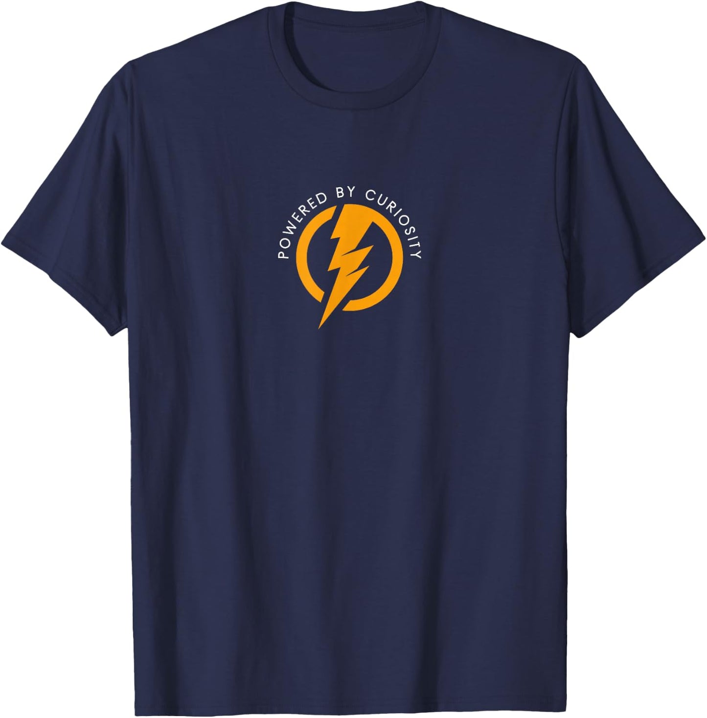 Powered By Curiosity - Funny Minimalist Curiosity Lover T-Shirt - T-Shirt | Navy