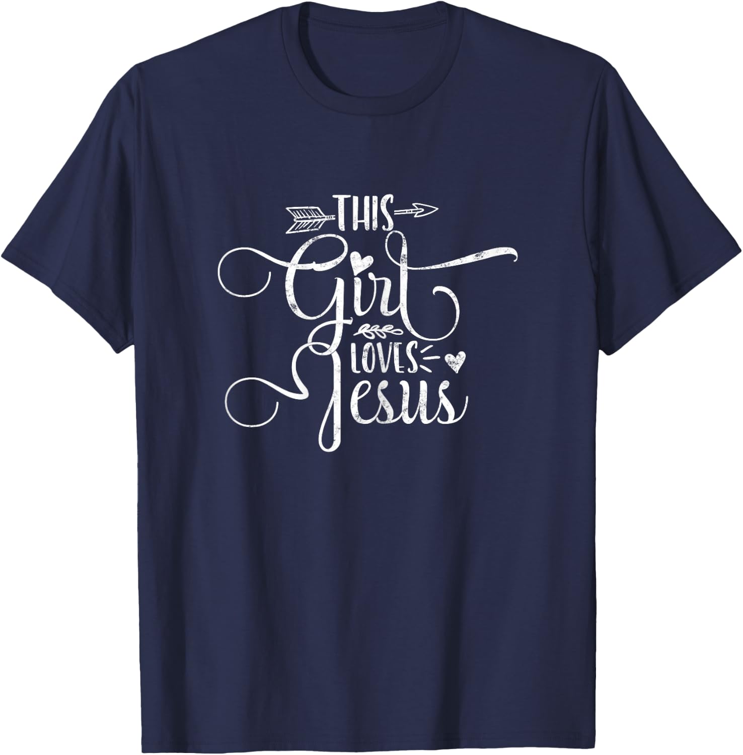 This Girl Loves Jesus Christian Catholic Religious Faith T-Shirt - T-Shirt | Navy