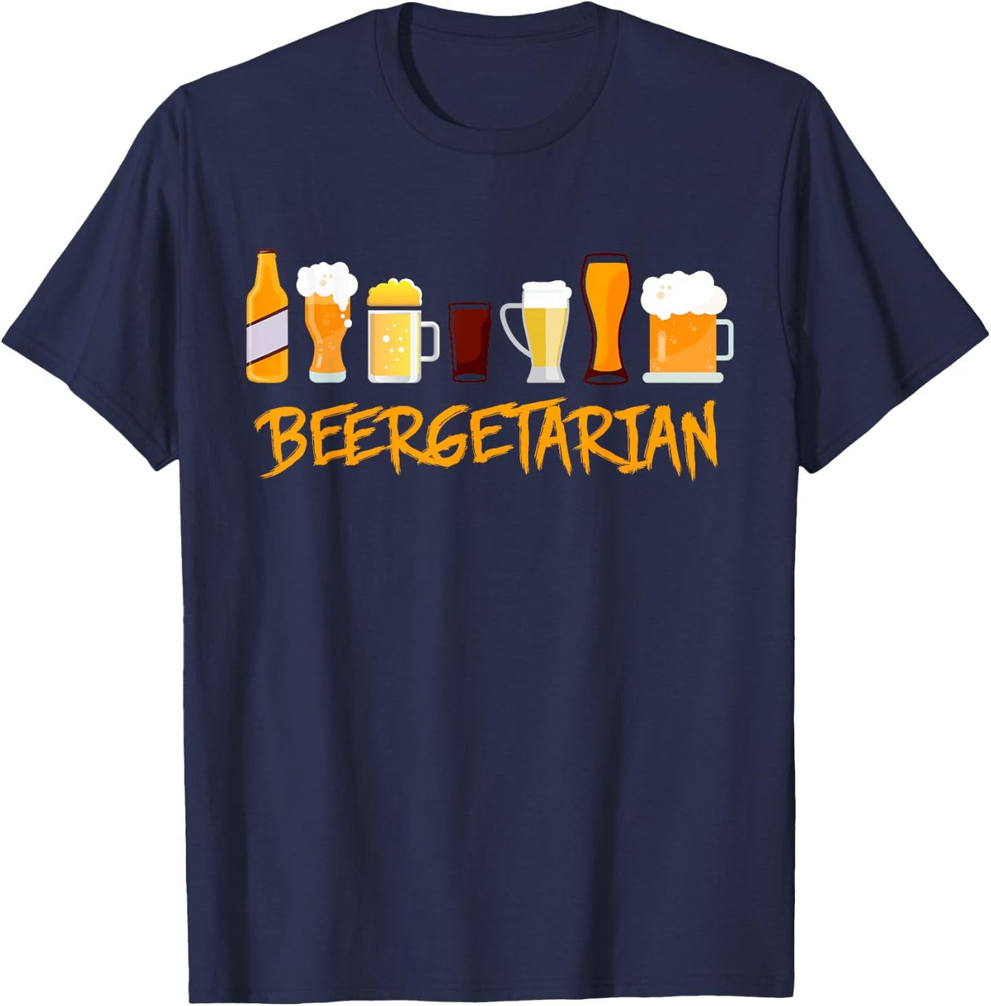 Funny Brewing Shirt for Beer Lovers Beergetarian T-Shirt - T-Shirt | Navy