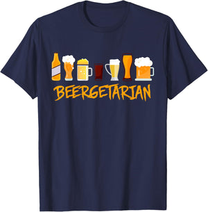 Funny Brewing Shirt for Beer Lovers Beergetarian T-Shirt - T-Shirt | Navy