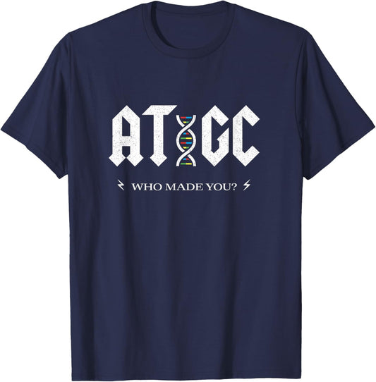Funny Science Shirt - ATGC Biology DNA Strand Double Helix T-Shirt - T-Shirt | Navy