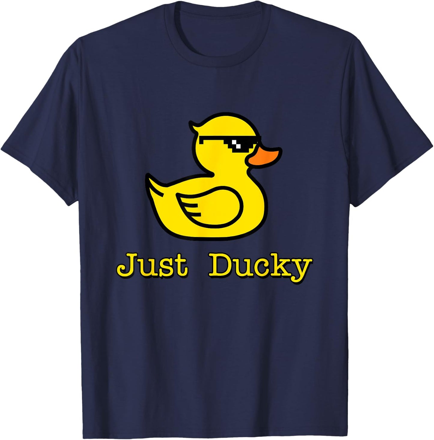 Just Ducky Funny Rubber Yellow Duck Childish Graphic Design T-Shirt - T-Shirt | Navy