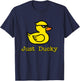 Just Ducky Funny Rubber Yellow Duck Childish Graphic Design T-Shirt - T-Shirt | Navy