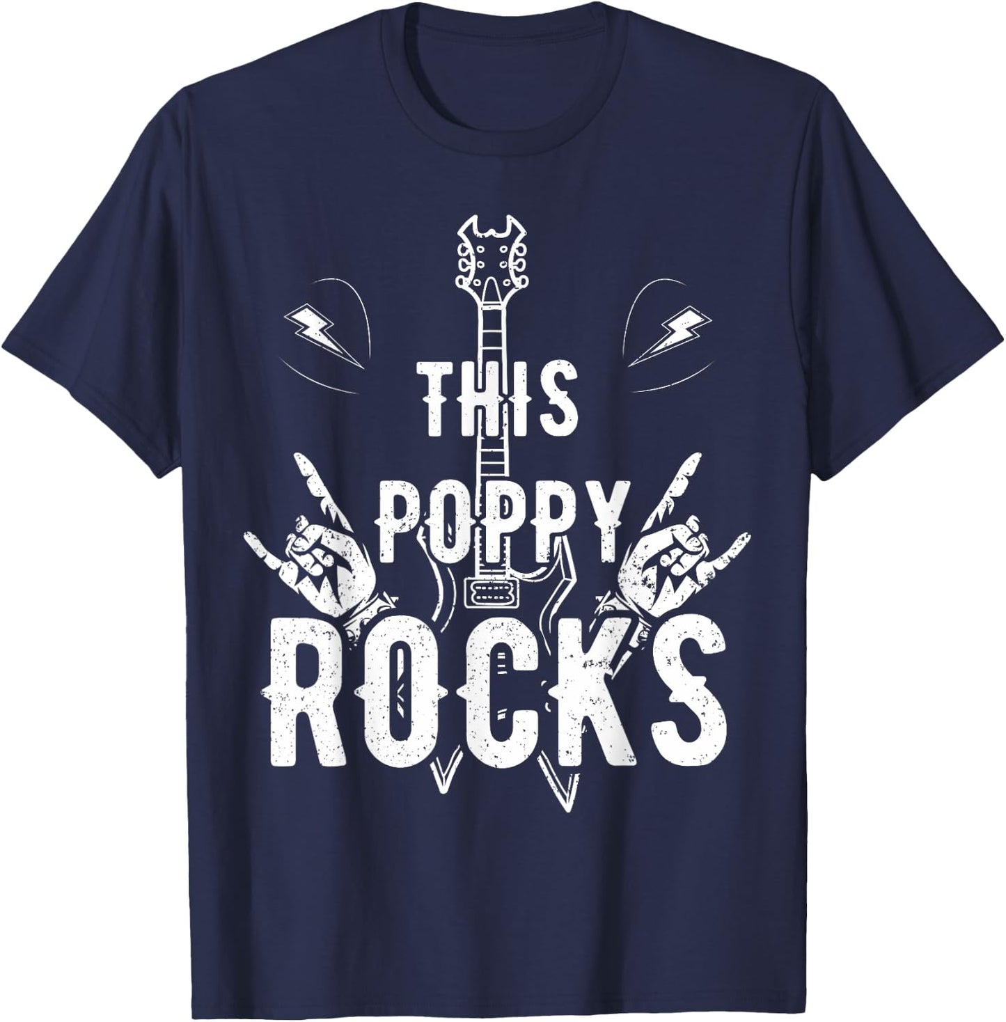 This Poppy Rock Guitar Lovers Rocker Papa Dada Band Musician T-Shirt - T-Shirt | Navy
