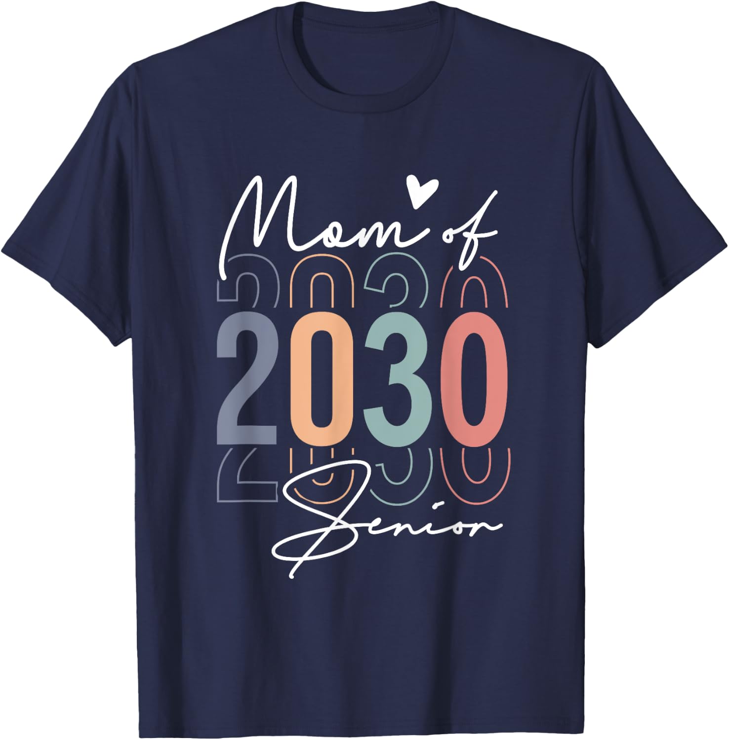Class of 2030 Mom of a Senior Graduate Retro Graduation Vint T-Shirt - T-Shirt | Navy
