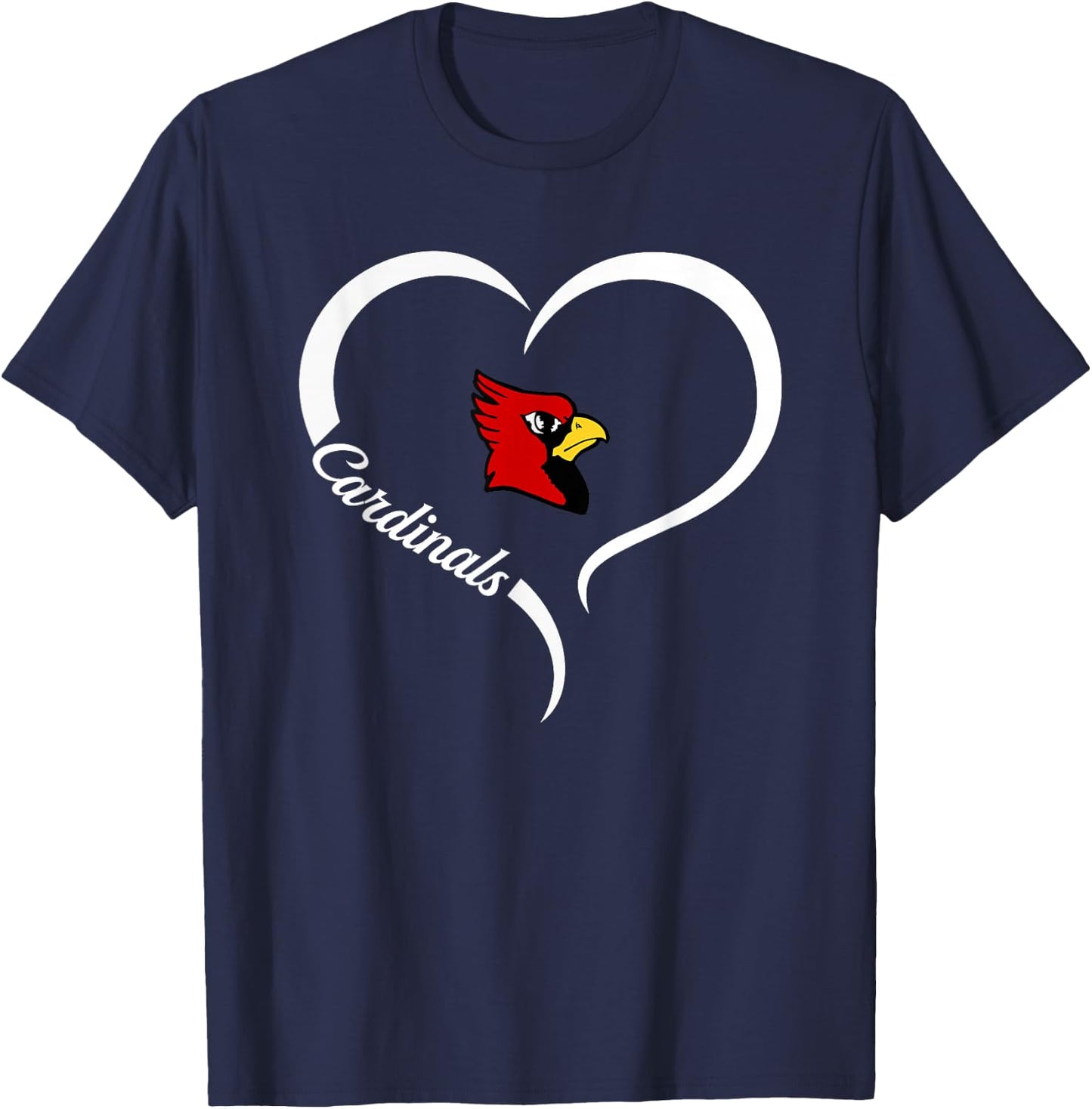 Southport Cardinals Logo Half Heart Slogan HS T-Shirt - T-Shirt | Navy