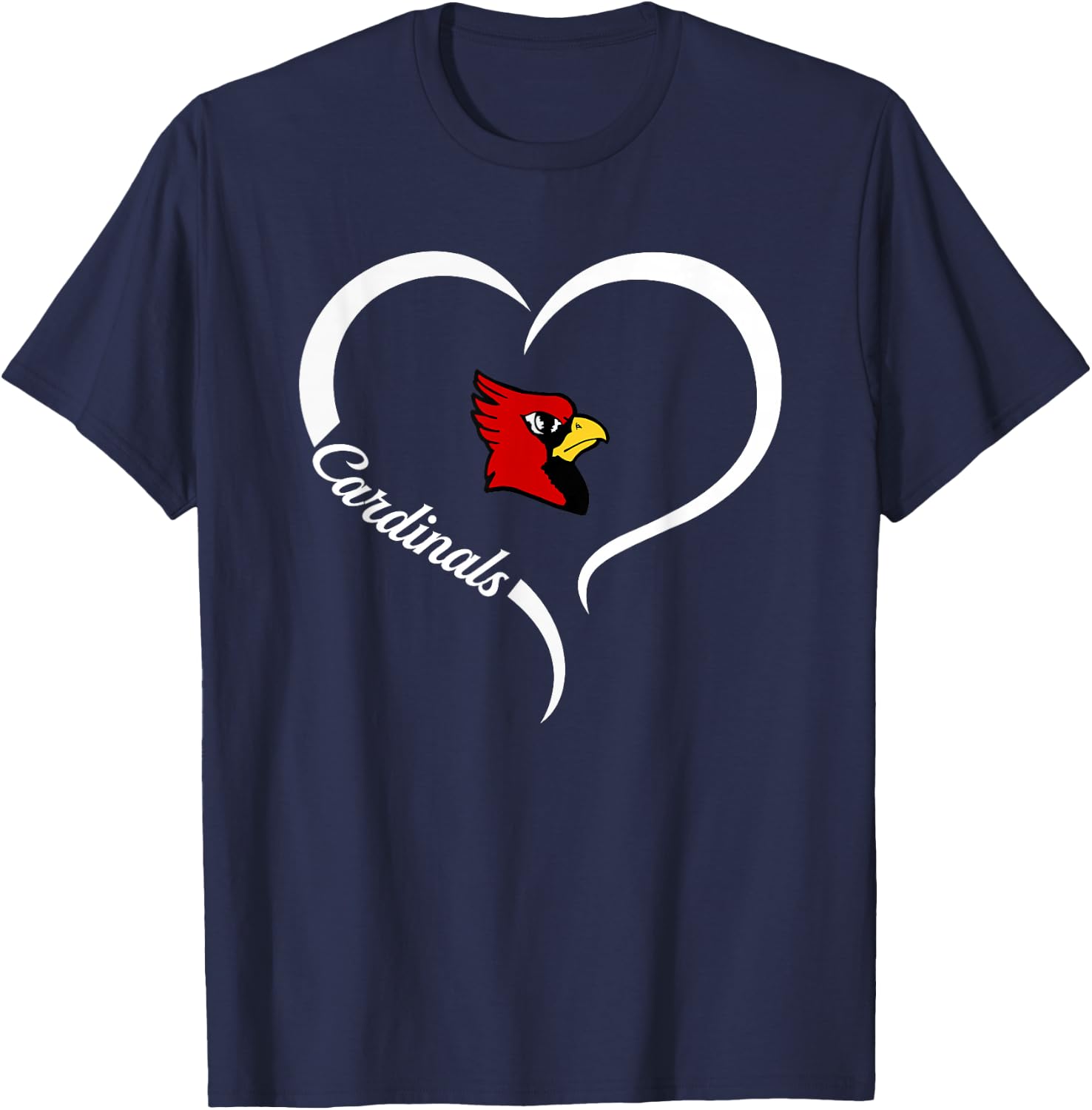 Southport Cardinals Logo Half Heart Slogan HS T-Shirt - T-Shirt | Navy