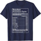 Nutrition Facts Shirt - Gift your favourite Teacher Men Women Girls Kids T-Shirt - T-Shirt | Navy