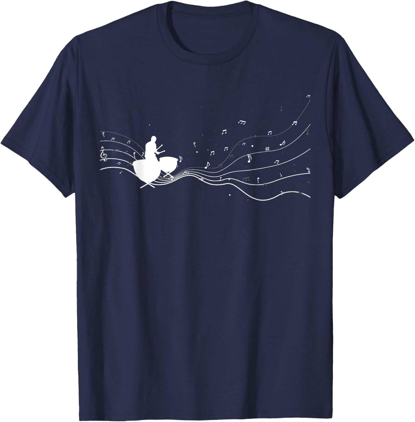 Timpani musician in music notes for Timpani player T-Shirt - T-Shirt | Navy