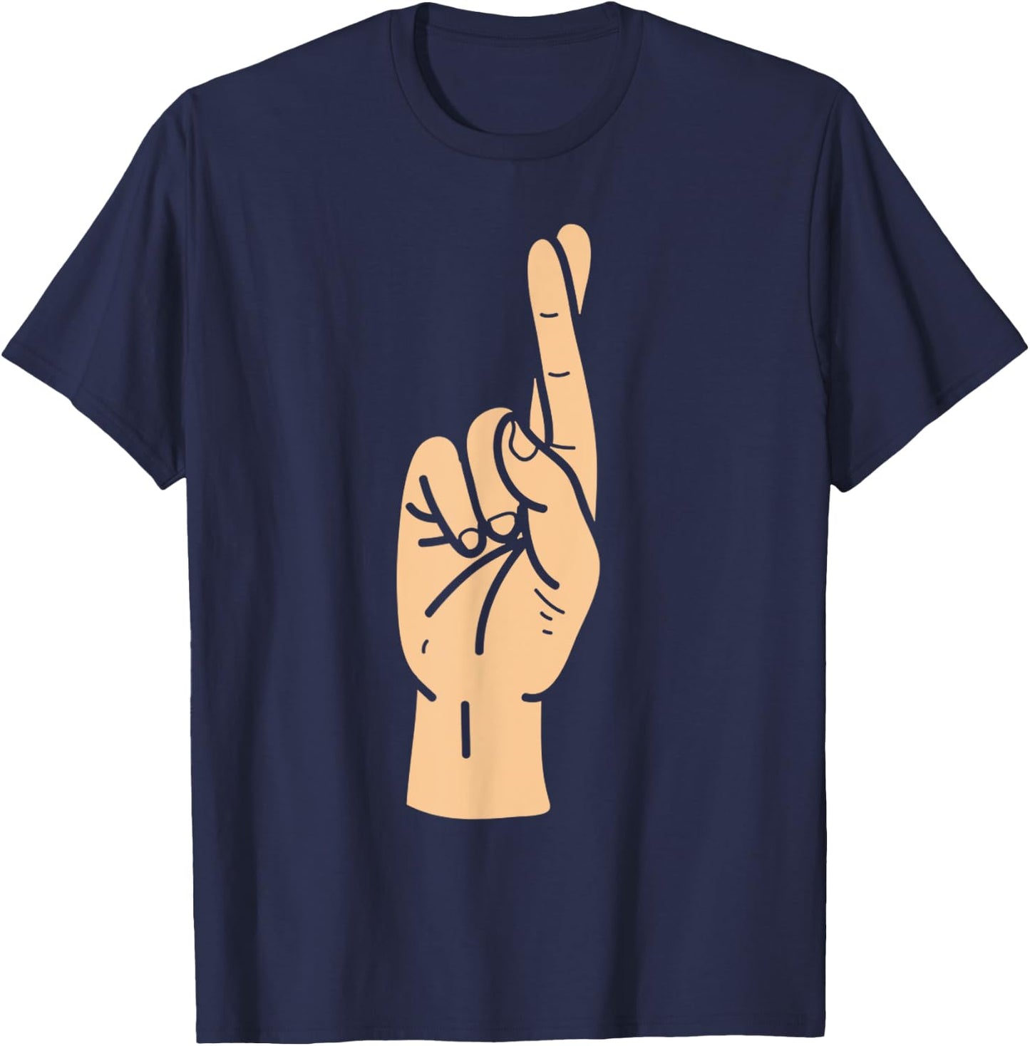 ASL letter initial R American sign language T-Shirt - T-Shirt | Navy