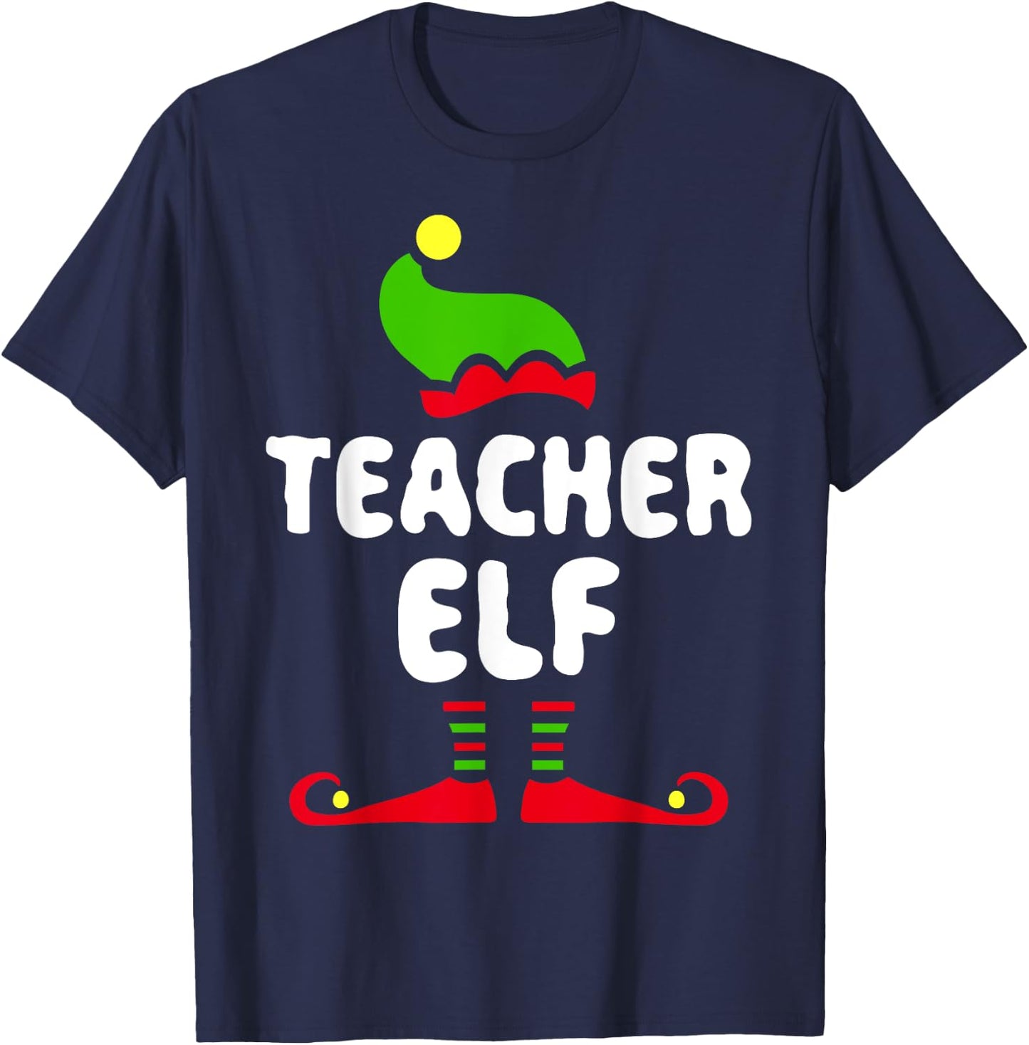 Teacher Elf Matching Elf Teacher Christmas Shirt T-Shirt - T-Shirt | Navy