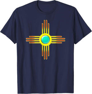Zia Symbol New Mexico State Flag Banner Sun First Nation T-Shirt - T-Shirt | Navy