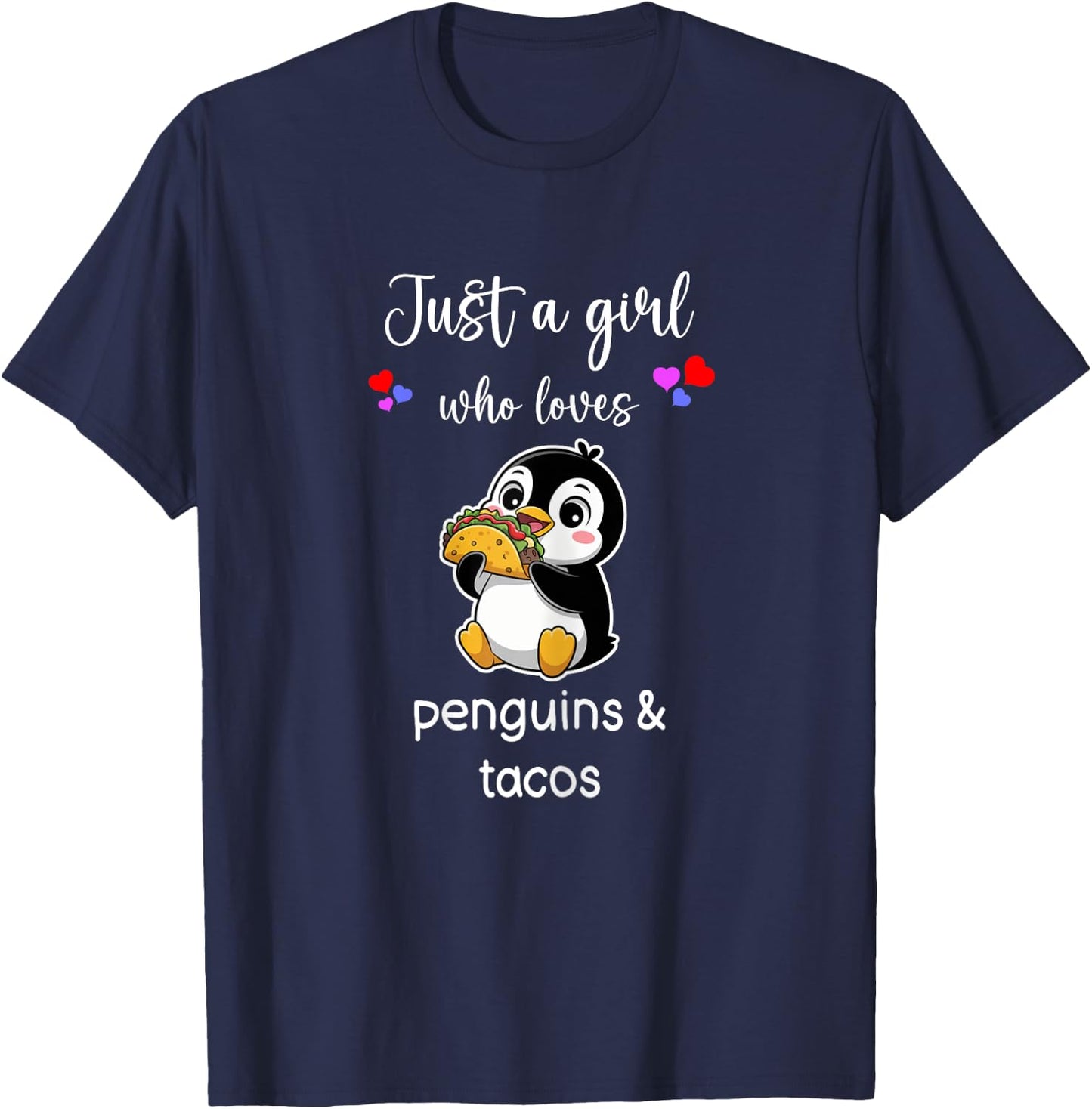 Penguin Taco Shirt Girls Cute Penguin Tacos T-Shirt - T-Shirt | Navy