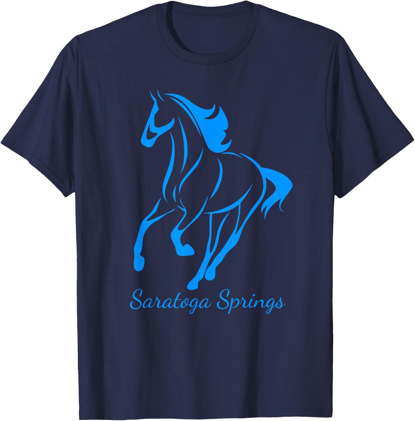 Saratoga Springs Upstate New York Horse Racing T-Shirt - T-Shirt | Navy