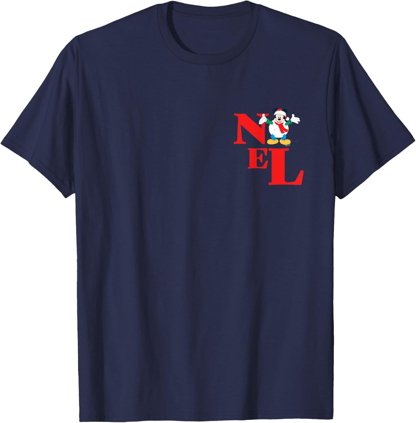 Disney Mickey Mouse Christmas Snowman Noel Corner Art T-Shirt - T-Shirt | Navy
